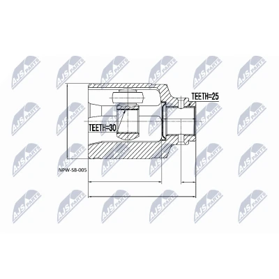 Immagine di NTY NPW SB 005 Kit Giunto Omocinetico Assale anteriore Sx, Dx NBR (Nitrile Butadiene Caucciù) SUBARU: Impreza I Sedan