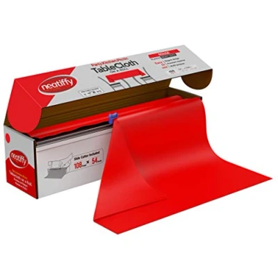 Immagine di Neatiffy 137,2 cm x 32,9 m Rotolo Di Tovaglie Plastica Usa E Getta, Per Picnic, Feste, Banchetti, Red