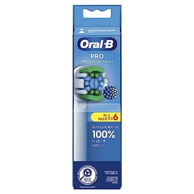 Immagine di Oral B Precision Clean Testine Spazzolino Elettrico, Confezione da 6 di Ricambio, 3 Tipi Setole per una Pulizia Precisa e Sbiancante, Indicatore Utilizzo della Testina
