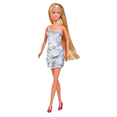 Immagine di Steffi LOVE et Mini Poupée Accappatoio con Paillettes, Reversibile, Colore Argento, 29 cm, 105733279SMO