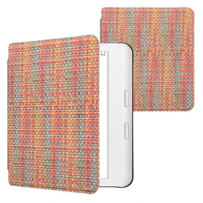Immagine di kwmobile Custodia eReader Compatibile con Kobo Libra Colour Cover eBook PVC Chiusura Magnetica Flip Case Effetto Fibra Multicolore