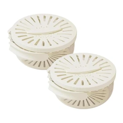 Immagine di Multifunctional Fruit And Vegetable Washing Bowl, 3 in 1 Kitchen Colanders Bowl with Lid, Dual Layer Draining Basket Foldable Handle for Washing, (2Pcs White)