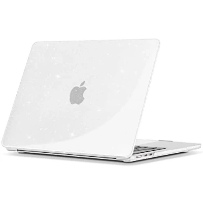 Immagine di TECOOL Cover MacBook Air 13,6 Pollici M3 M2 2024 A3113 e 2022 A2681, Custodia Rigida Plastica Ultra Sottile, Superficie Lucida Scintillante Trasparente