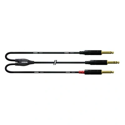 Immagine di Cordial CFY 6 VPP Cavo adattatore Y con jack stereo dorato da 6,3 mm e 2 mono dorati mm, lunghezza m, nero