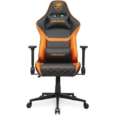 Immagine di COUGAR Sedia da gioco Armor One V2, superficie in pelle PVC, braccioli pieghevoli 4D, reclinabile a 155, regolazione dell&#039;altezza del pistone, supporto fino 120 kg, nero e arancione