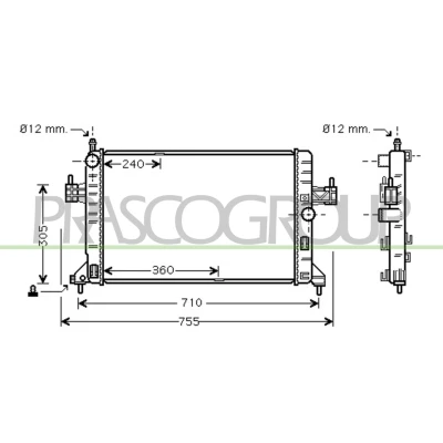 Immagine di PRASCO OP030R006 Radiatore motore Alluminio 600 378 32 Alette di raffreddamento montate meccanicamente OPEL: Corsa C Hatchback
