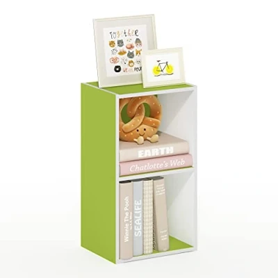 Immagine di Furinno 21046GRWH Luder Libreria Portaoggetti, Cubo a 2 Ripiani, Verde/Bianco