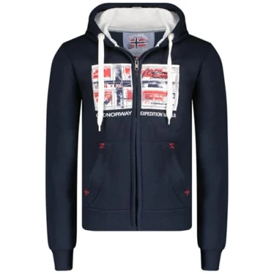 Immagine di Geographical Norway Ginam Men Felpa con Cappuccio, Marine Blanc, M Uomo