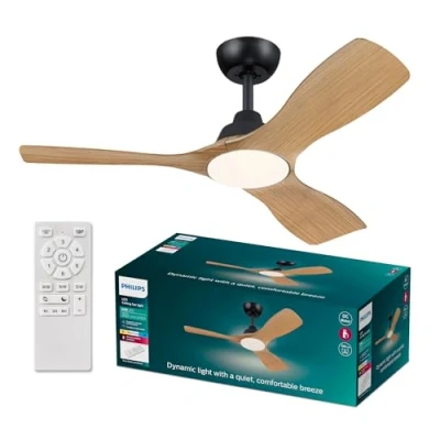 Immagine di Philips LED Olas Ventilatore da soffitto 30 W (Ø x A) 1070 mm 310 Nero con telecomando, Dimmerabile