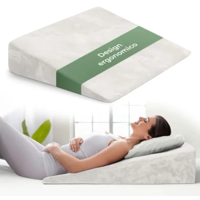Immagine di cuscino antireflusso adulto da Lettura con Memory Foam sollevatore ergonomico, a cuneo per letto e divano gambe Schiena, neonato, reflusso gastroesofageo