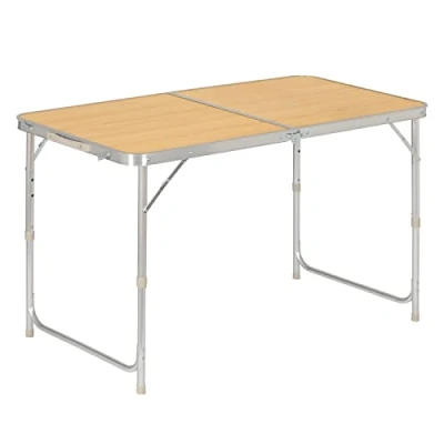 Immagine di WOLTU CPT8122hei Tavolo da Campeggio Pieghevole Portatile con Maniglia per Picnic Giardino Altezza Regolabile in Alluminio MDF 120x60x55/70cm