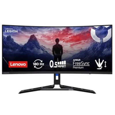 Immagine di Lenovo Legion R34w 30 Display da gaming curvo 34&quot; con Eyesafe (WQHD, VA, 180Hz, 0.5ms, HDMI+DP, cavo DP, AMD FreeSync, Altoparlanti) Regolazione inclinabile Nero