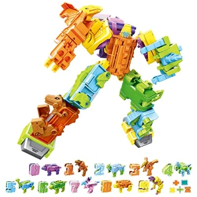 Immagine di TUNJILOOL Dinosauro Giocattoli Trasformabili, 0 9 Trasformatore di Numeri Robotici Giocattoli, Dinosauri Robot Trasformabili per Bambini 6+ Anni