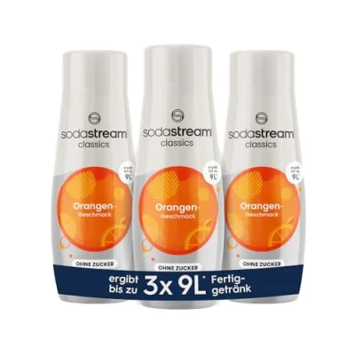 Immagine di SodaStream Sciroppo 3 x arancione senza zucchero, 1 bottiglia produce 9 litri di bevanda pronta, preparato in pochi secondi e sempre fresco, 440 ml