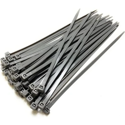 Immagine di Fascette di nylon, lunghe e larghe, cerniere in plastica, bianco nero, misura extra large, argento
