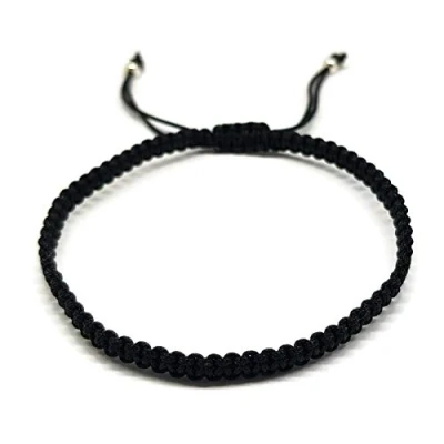 Immagine di MYSTIC JEWELS Braccialetto in stile Cabala, filo rosso, amuleto, protezione dal malocchio, portafortuna e senza metallo, colore: Nero , cod. 1