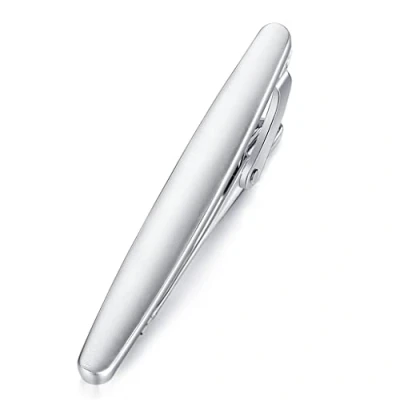 Immagine di HONEY BEAR Fermacravatta per Uomo dimensione normale acciaio regalo di nozze business,5.4cm Argento Brillante