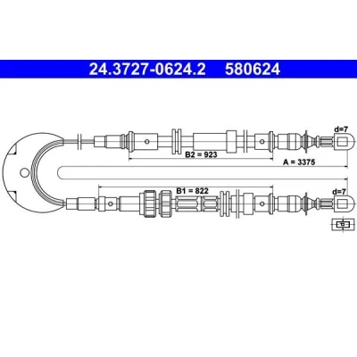 Immagine di ATE 24.3727 0624.2 Cavo Freno 3375 FORD: Sierra Mk2 Sedan
