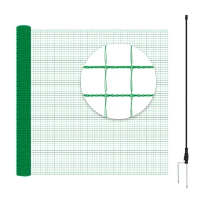 Immagine di WOLTU Rete per pollame,Rete Verde Recinzione con Pali 20x0,9 m, da Giardino a Maglia Picchetti, Funi e Fascette, Frutteti, Fattorie, Animali, Orti, in PE 53g/m²,Verde