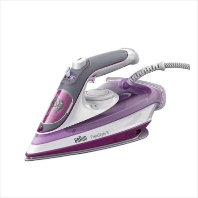 Immagine di Braun TexStyle 5 SI5037VI, Ferro da Stiro con Piastra FreeGlide 3D SuperCeramic, Punta di Precisione, Manico Aperto Ergonomico, Ricarica 300ml, Efficienza Energetica, Sistema Antigoccia, 2700W, Viola