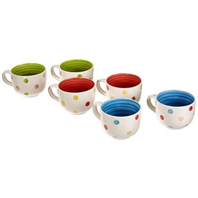 Immagine di Excelsa Pois Set 6 Tazze Jumbo, Ceramica, Assortiti, unità (Confezione da 1)