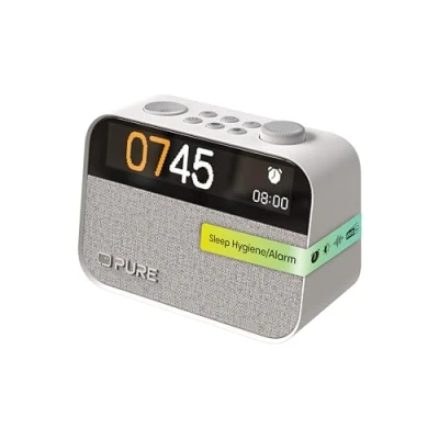 Immagine di Pure Moment Sveglia da Comodino e Ufficio (Radio Digitale DAB+/FM, Bluetooth, Macchina del Rumore Bianco, Aiuto per il Sonno, Luce Sveglia, Notturna, Display Dimmerabile) Bianco