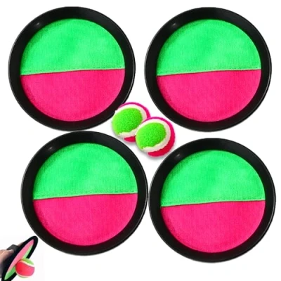 Immagine di WoRuyKot da Spiaggia Cattura Il Gioco, Giochi in Velcro, Spiaggia, Gioco Lancio All&#039;aperto, Set di Palline Velcro con 4 Pagaie e 2