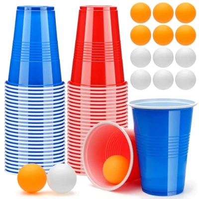 Immagine di Zeawavsl Beer Pong Ping Kit, Bicchieri da Contiene 50 e 12 Palline Pong, 500 ml Riutilizzabili