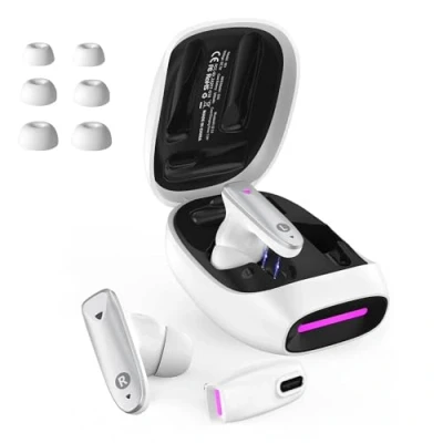 Immagine di eppfun cutemeet380 Auricolari da Gioco Wireless per VR Quest3 2 con 2,4 GHz/Bluetooth 5.2 dongle USB C, 30 ms Bassa Latenza, Compatibile PS5 PC Switch, Bianco