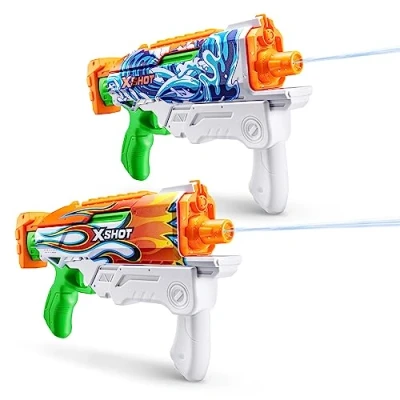 Immagine di X Shot Fast Fill Skins Hyperload (2 pezzi) di Zuru, Watergun, Water Blaster Toys, 2 Totali, si riempie con acqua in appena 1 secondo! (fiamme e spruzzi d&#039;acqua)