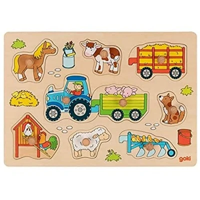 Immagine di Goki Lift out Puzzle Trattore, Colore Misto, 57468