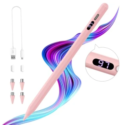 Immagine di TiMOVO Penna Stilo Ricarica Rapida per Schermi Tattili, Universale con Display di Potenza Compatibile iPad/iPhone/Android/iOS/Samsung/Xiaomi, Capacitivi, Rosa