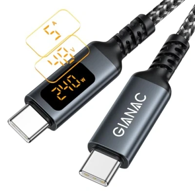 Immagine di 240W Cavo USB C con display a LED,Cavo Type Ricarica Rapida PD 48V/5A per iPhone 15/15 Pro Max, Macbook Pro/Air/iPad Pro/Samsung Galaxy/Book Pixel 1Metri
