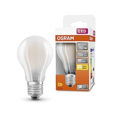 Immagine di OSRAM Lampada LED Classic a stella per socket E27, forma di pera, FIL, lume 806, bianco caldo, 2700k, sostituzione lampadine da 60w convenzionali, non dimmerabile, pacchetto 6