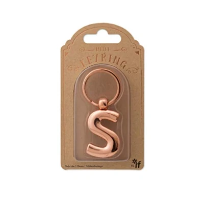 Immagine di IF Portachiavi in metallo con lettere dell&#039;alfabeto, colore oro rosa, S