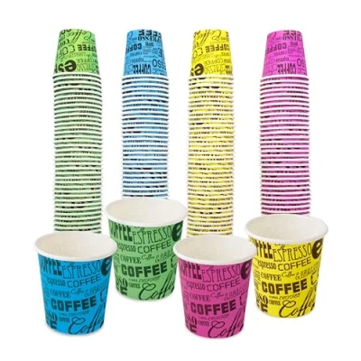 Immagine di COFFISANO 200 Bicchierini da Caffè Colorati Bicchieri in Cartoncino 75 ml per Espresso Tè Bevande Usa e Getta Monouso Riciclabili, Ristoranti, Ufficio, Asporto, Bar