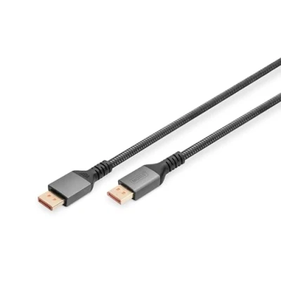 Immagine di Digitus DisplayPort Cavo Spina DisplayPort, 1 m Nero DB 340111 010 S UHD 8K;, in alluminio, doppia schermatura, tondo, Simplex,