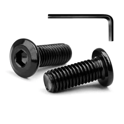 Immagine di M4 x 18mm 10 Pezzi di Bulloni a Testa Piatta Esagonale, in Acciaio Inossidabile A2 V2A Finitura Ossidata Nera (con Chiavi Brugola)