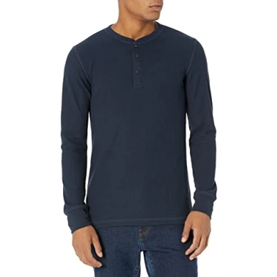 Immagine di Amazon Essentials Felpa con Collo Serafino a Nido D’Ape Maniche Lunghe Slim Uomo, Blu Marino, M