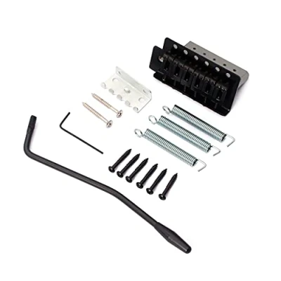 Immagine di Alnicov Un set di sistema a ponte tremolo singolo sella piatta per mancini parti chitarra elettrica 6 corde nere