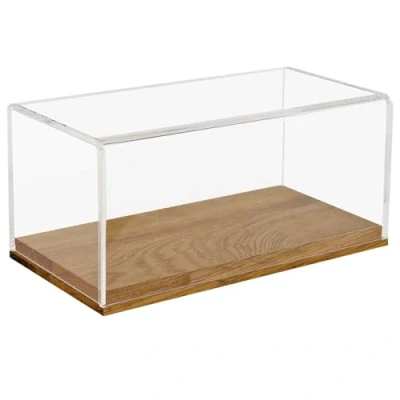 Immagine di HMF 46871 Vetrina in acrilico con base legno, per modelli di auto, 24 x 12 11 cm, trasparente