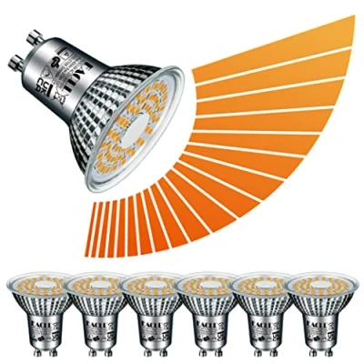 Immagine di EACLL Lampadine LED GU10 5.8W Dimmerabile, Pacco da 6, Equivalente a Alogena 50W, 450lm Luce Bianco Caldo 2000 2700K, Faretti AC 230V, Temperatura del Colore Luminosità Regolabili in Modo Continuo