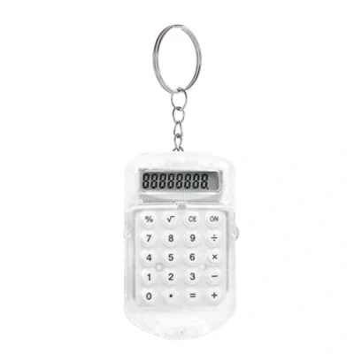 Immagine di Dragonaur, portachiavi sofisticato e pratico, portatile, mini calcolatrice, pendente, portachiavi, idea regalo, bianco