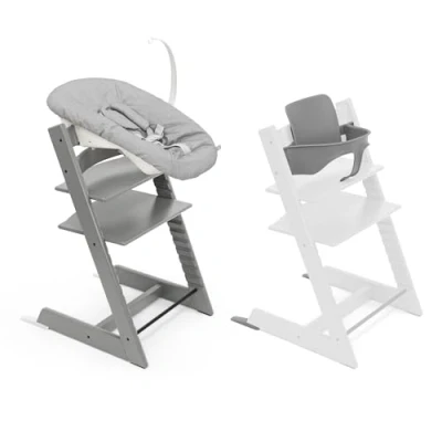 Immagine di Seggiolone Tripp Trapp di Stokke, Storm Grey (Include Sedia + Baby Set 2) con Newborn Design Sicuro, Regolabile, Ergonomico