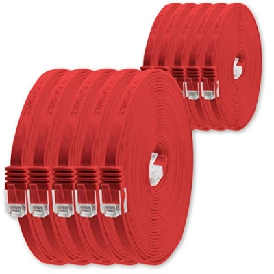 Immagine di 1aTTack.de 0,5m rosso 10 pezzi Cavo di Rete Ethernet Cat6 Piatto Lan Gigabit RJ45 Cat 6 compatibile Cat5 Cat5e Cat7 Cat8