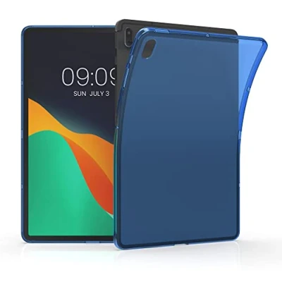 Immagine di kwmobile Custodia Protettiva Tablet Compatibile con Samsung Galaxy Tab S7 Fe Cover Trasparente Morbida Silicone Blu/Trasparente