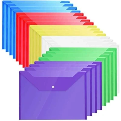 Immagine di LATERN 30 Pezzi Cartelline Colore A4 Plastica Cartellina Portadocumenti Cartellette Pulsante File Organizer per Casa Ufficio Scuola Documenti