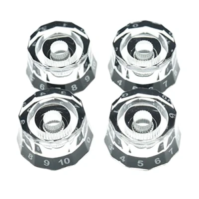 Immagine di Dopro Set di 4 manopole per controllo della velocità chitarra elettrica con 24 scanalature sottili PRS/LP/SG/Les Paul, trasparenti, colore nero