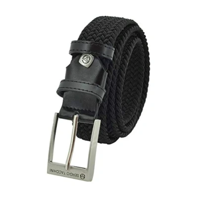 Immagine di Sergio Tacchini Cintura Elastica Intrecciata, Uomo Donna, Con Inserti in Vera Pelle, Scatola Regalo