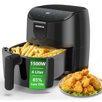 Immagine di Aigostar Hayden X Friggitrice ad Aria 4 Litri, 9 in 1 Air Fryer, Display Digitale Touch, 1500W Funzione di preriscaldamento rapido, promemoria agitazione, Tempo Regolabile 40 200ºc, 0 60 Minuti